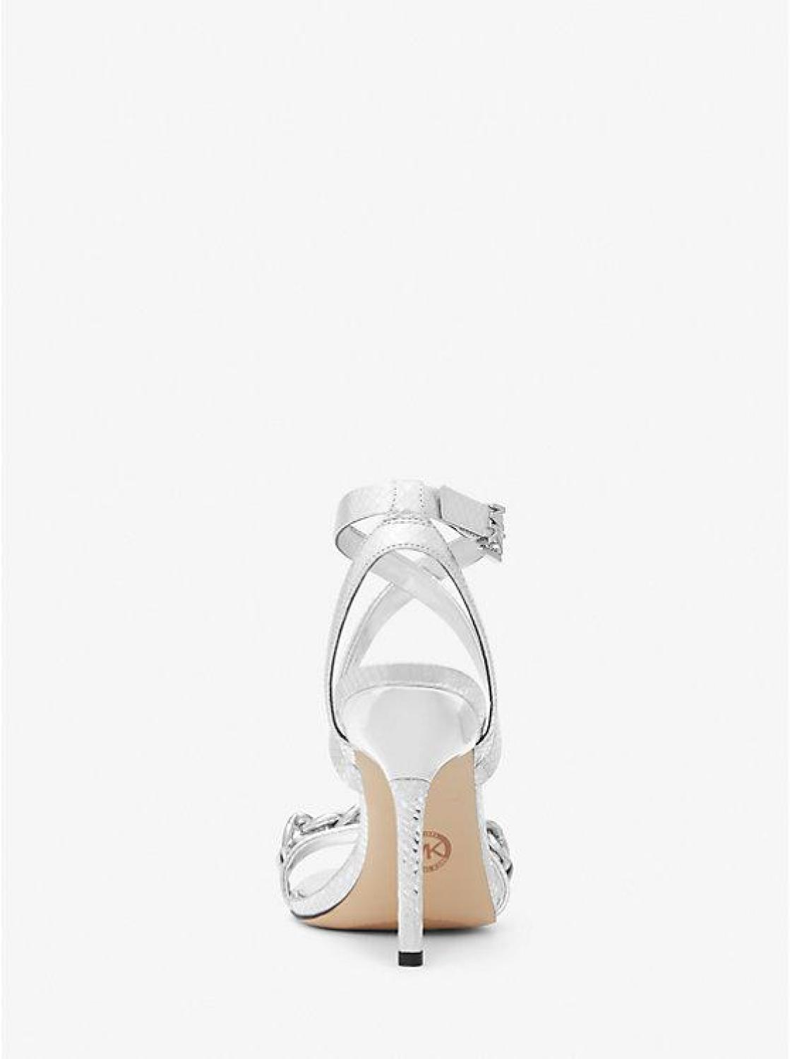 Asha Embellished Snake Embossed Leather Sandal