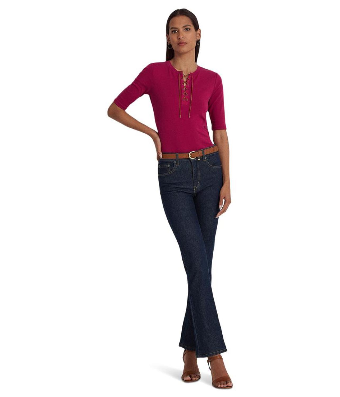 Lace-Up Stretch Cotton Tee