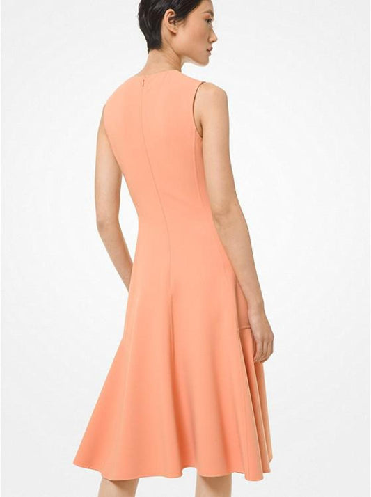 Double Face Stretch Wool Crepe Sheath Dress