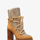 Culver Embellished Nubuck and Glitter Chain Mesh Lace-Up Boot