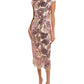 Marchesa Notte Cap Sleeve Sequin Midi Dress