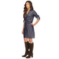 Women's Ruched-Front Roll-Tab-Sleeve Shirtdress