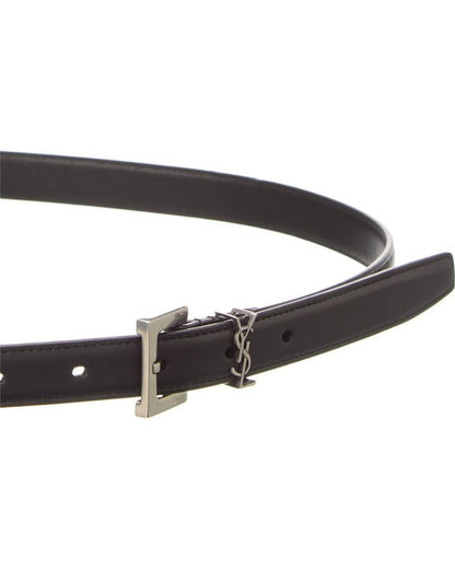 Saint Laurent Cassandre Thin Leather Belt