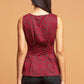 Metallic Peplum Top In Burgundymotif