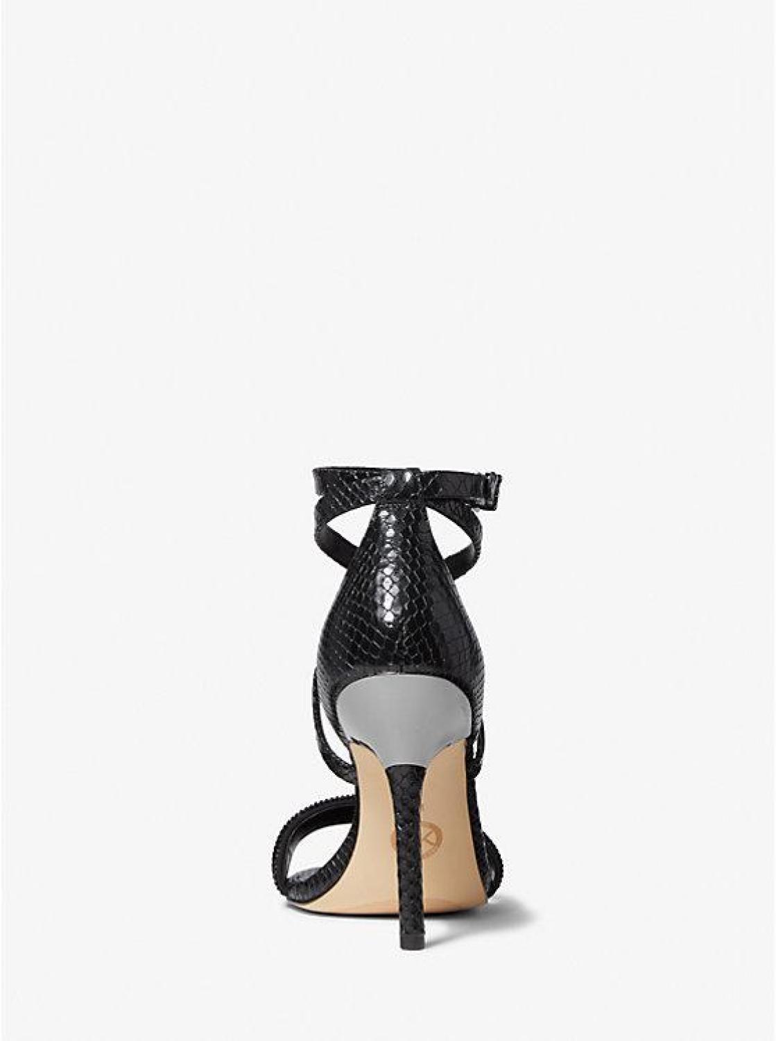 Astrid Embellished Snake Embossed Leather Sandal