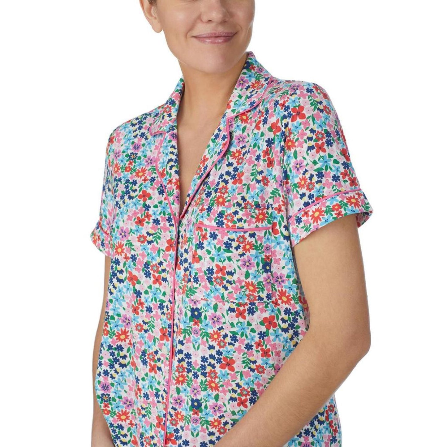 Modal Jersey Short Sleeve Notch Capris PJ Set