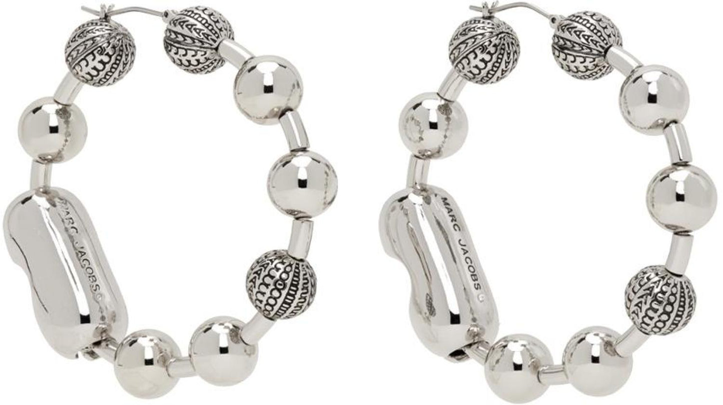 Silver 'The Monogram Ball Chain Hoop' Earrings
