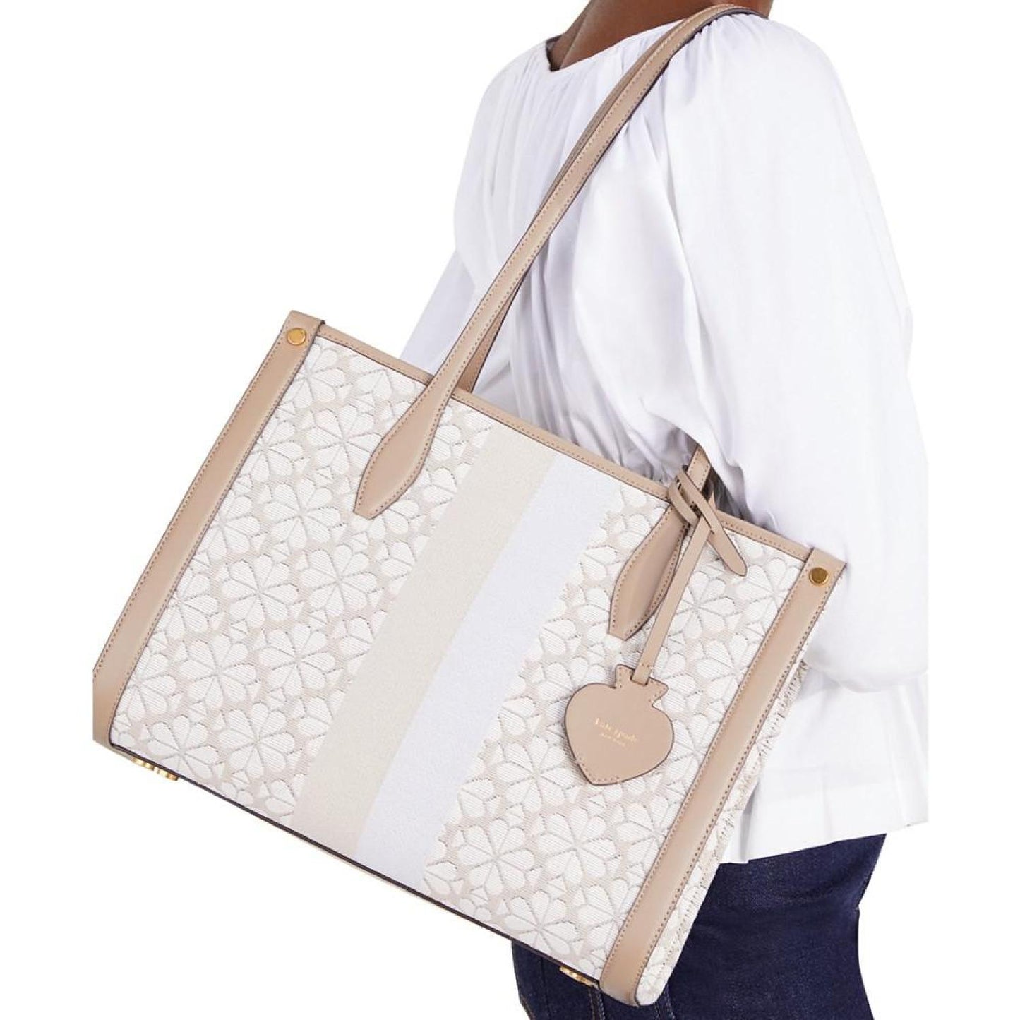 Everything Spade Flower Jacquard Stripe Large Tote