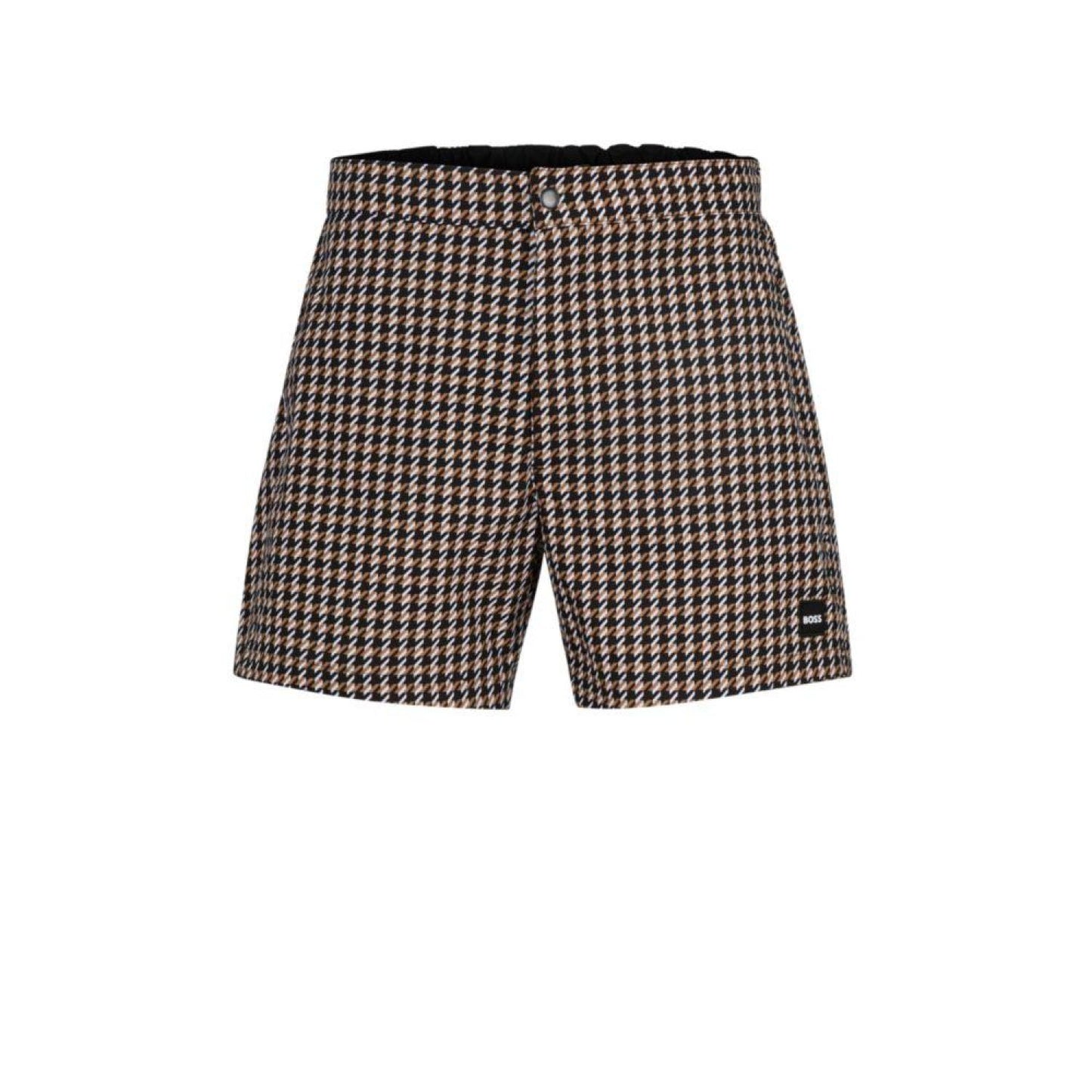 Quick-drying swim shorts with hounstooth pattern