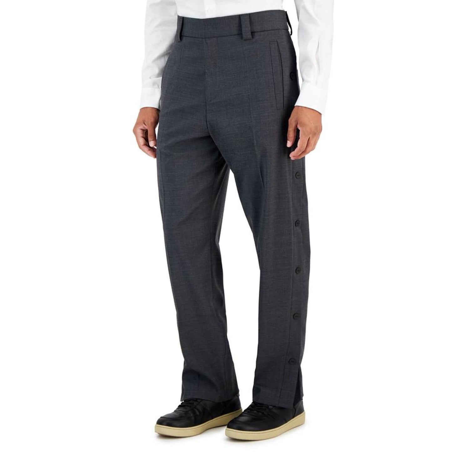 Men's Slim-Fit Dark Grey Suit Trousers