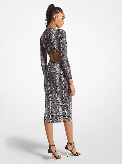 stretch matte jersey snake print dress Michael Kors Snake Print Stretch Jersey Racerback Dress