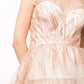 Glitter-Tulle Tiered Strapless Gown In Ivory