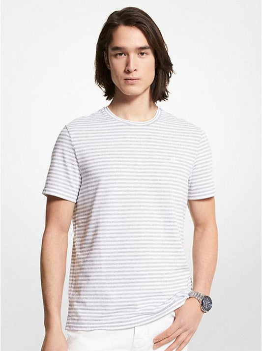 Striped Textured Cotton T-Shirt