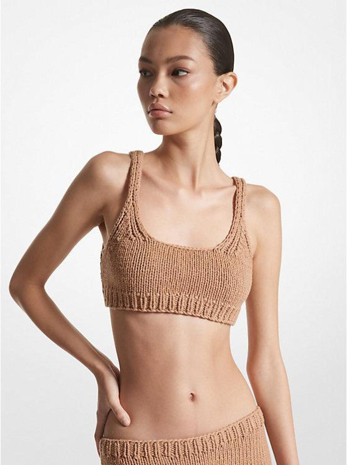 Hand-Knit Cotton and Cashmere Bra Top