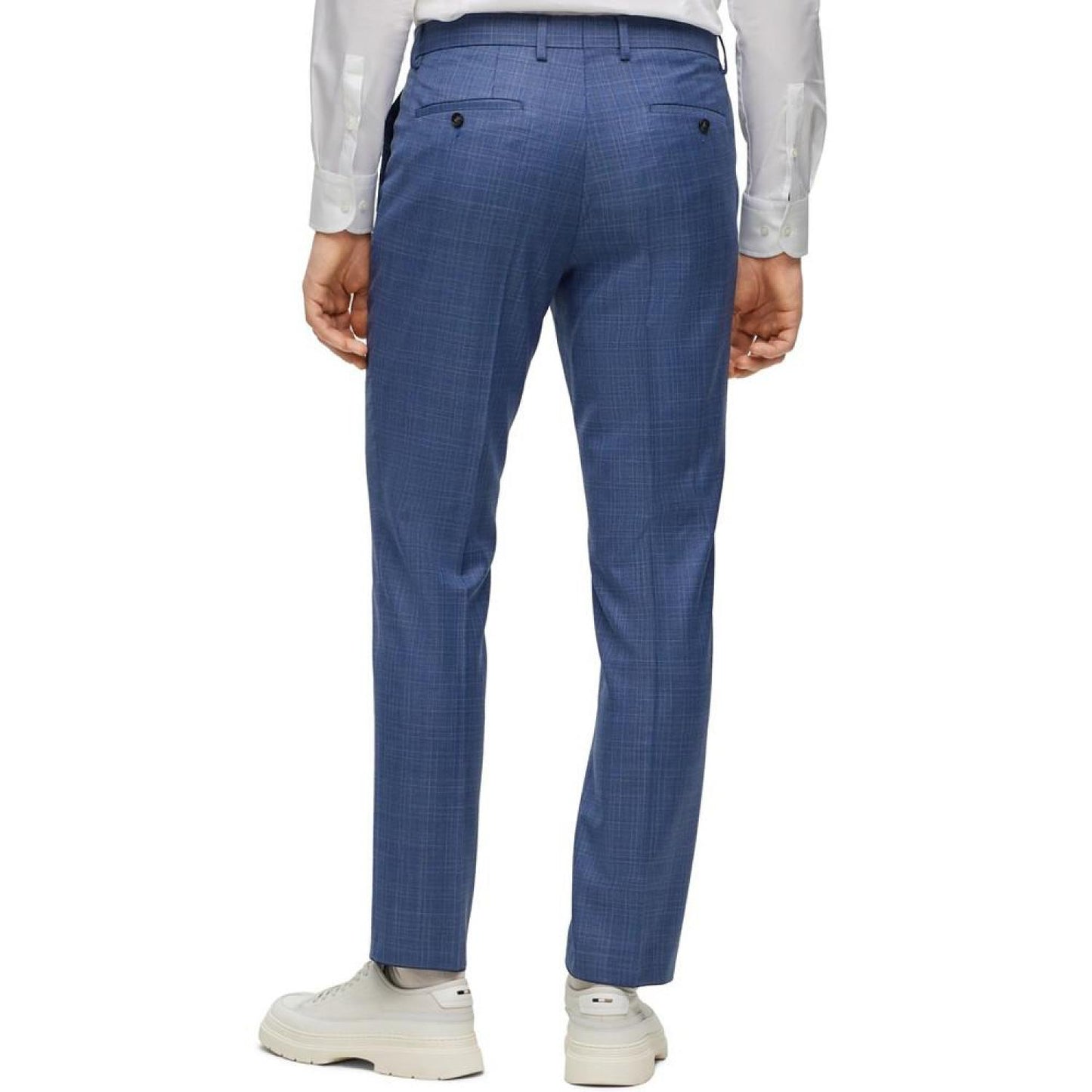 Men's Slim-Fit Checked Wool Serge Suit, 2 Piece Set