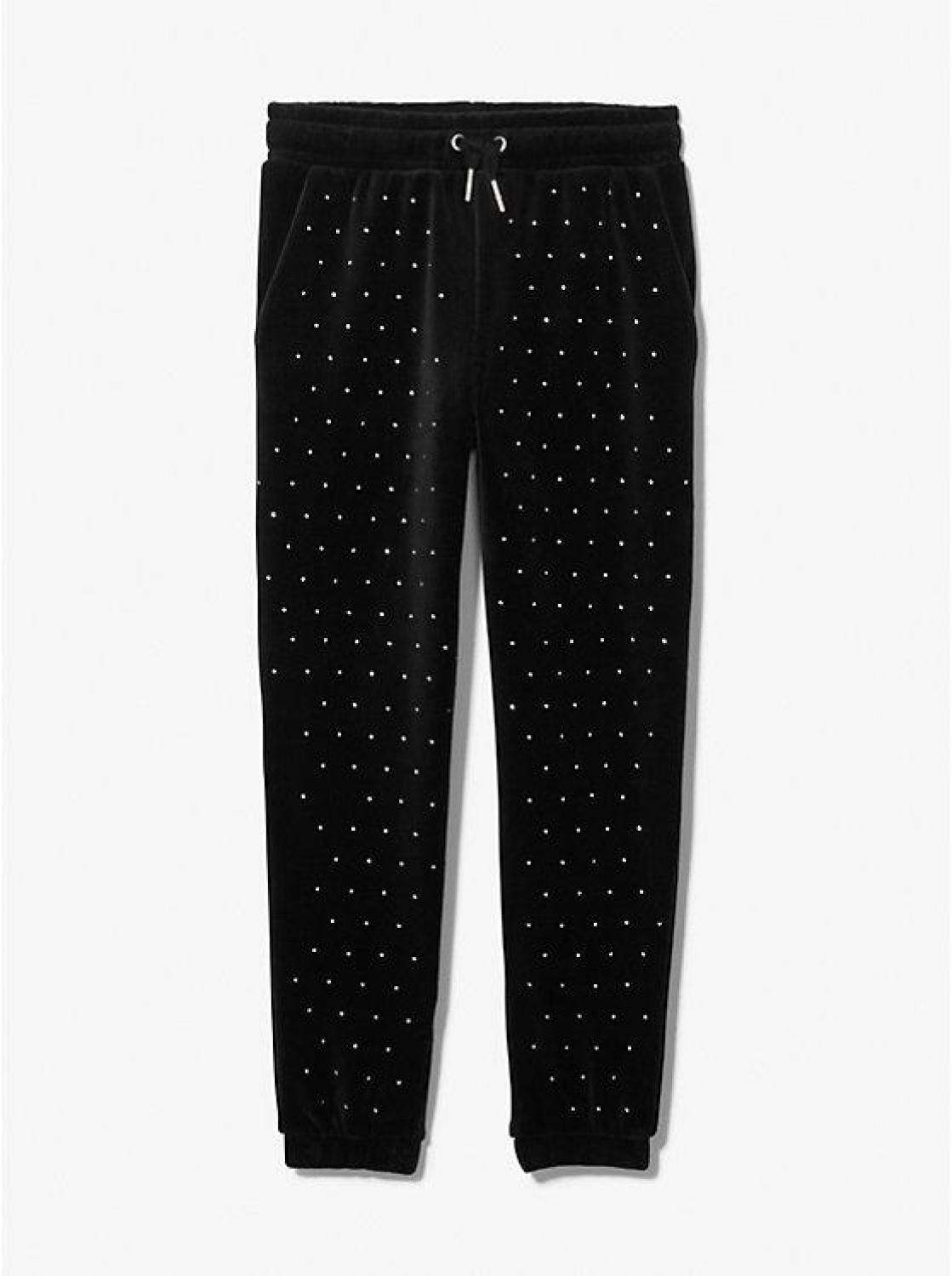Crystal Embellished Velvet Joggers