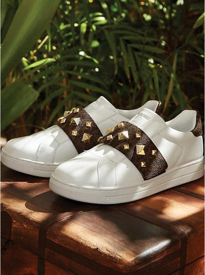 Kenna Leather and Studded Logo Sneaker