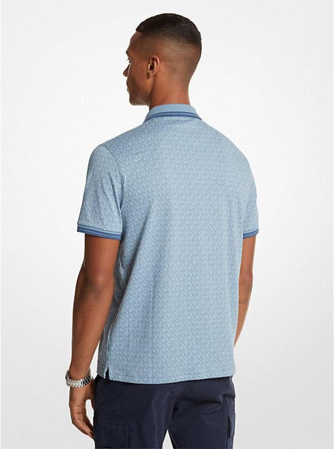Greenwich Logo Print Cotton Jersey Polo Shirt