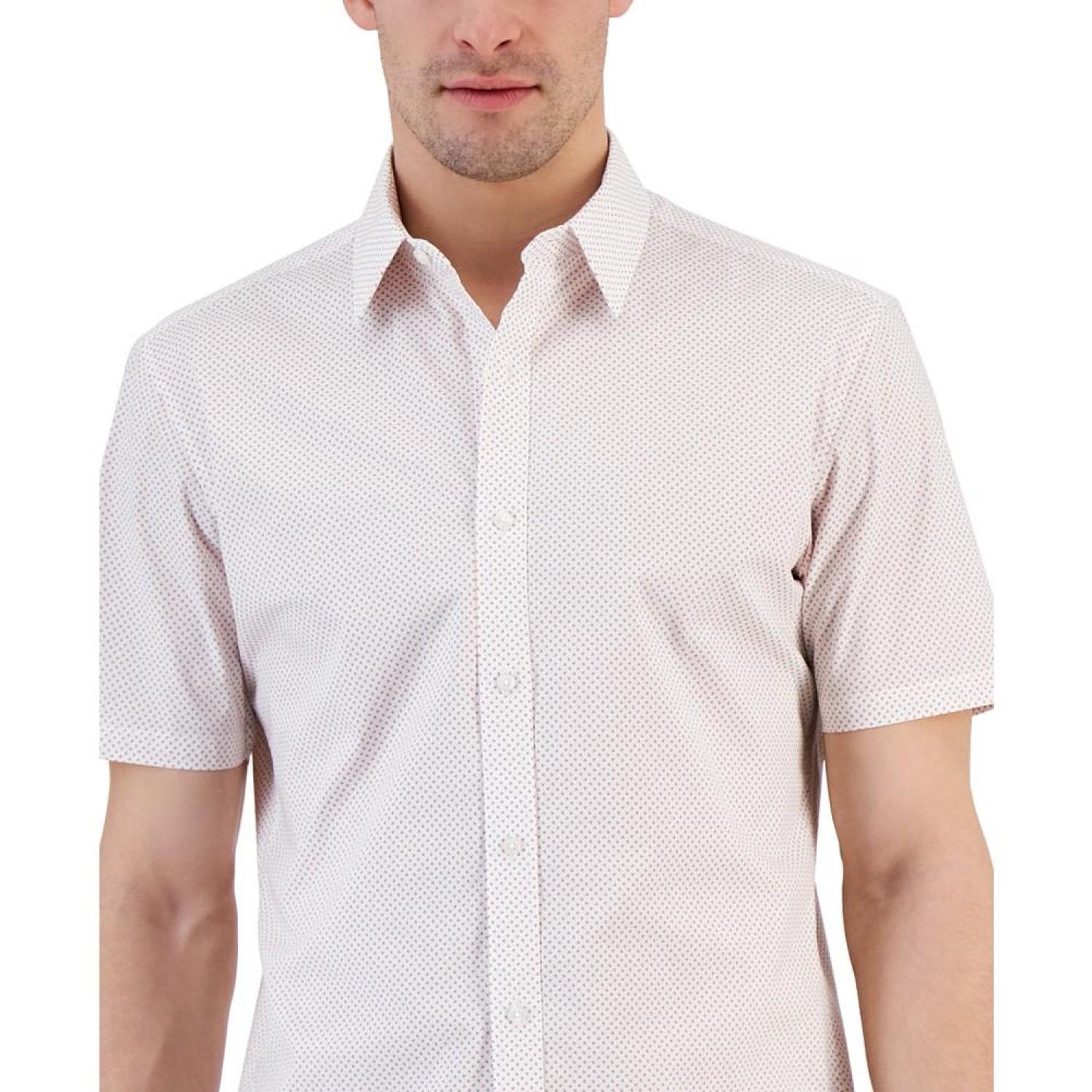 Men's Slim-Fit Stretch Arrow Geometric Print Short-Sleeve Button-Up Shirt