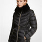 Faux Fur Trim Quilted Nylon Packable Puffer Jacket