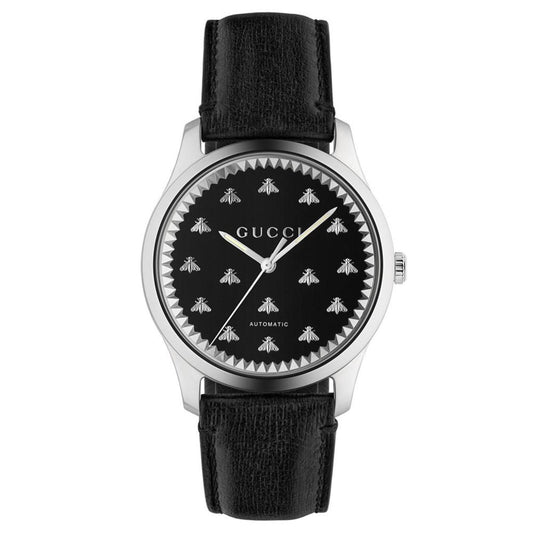 Men's Swiss Automatic G-Timeless Black Leather Strap Watch 42mm