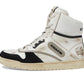 Distressed Leather and Suede High-Top Sneaker
