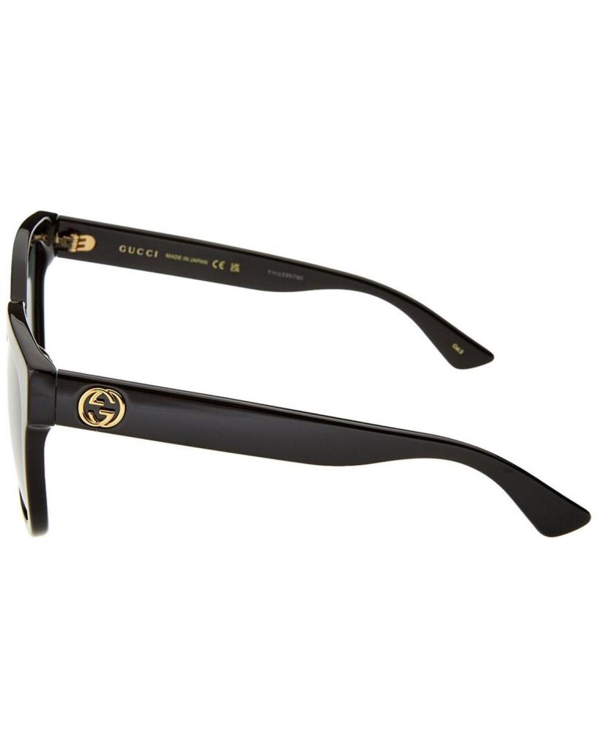 New Authentic Gucci Black Sunglasses GG0034SAN 001 Gucci® GG0034SN Square Sunglasses - EuroOptica main image 2