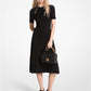 Ribbed Stretch Knit Button Midi Dress