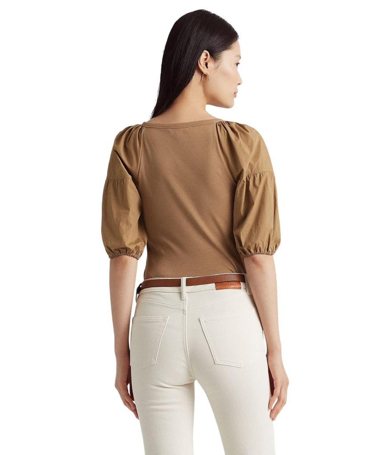 Stretch Cotton Puff-Sleeve Tee