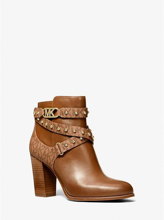 Kincaid Faux Leather and Studded Logo Ankle Boot