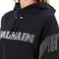 Balmain cropped hoodie with rhinestone-studded logo and crystal cupchains