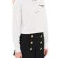 Balmain cropped hoodie with flocked logo