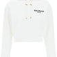 Balmain cropped hoodie with flocked logo