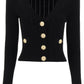Balmain cardigan with padded shoulders and embossed buttons