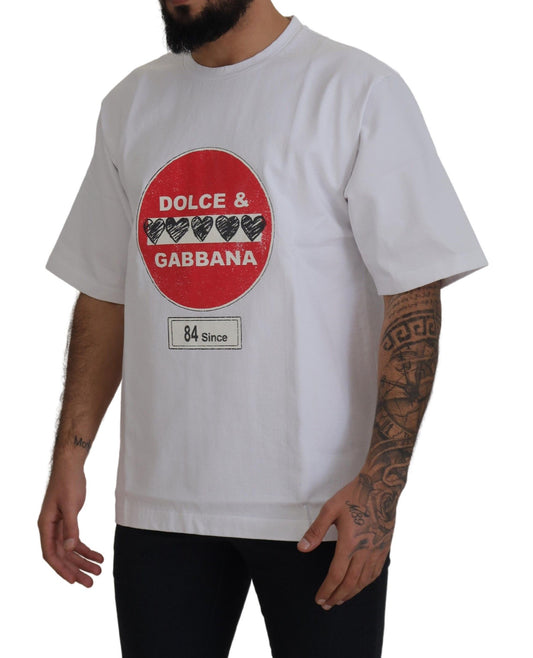 Dolce & Gabbana Chic White Cotton Heart Amor T-shirt