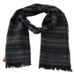 Missoni Gray Striped Wool Unisex Neck Wrap Scarf