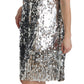 Dolce & Gabbana Elegant Silver A-Line Dress with Crystal Accents
