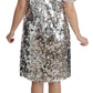 Dolce & Gabbana Elegant Silver A-Line Dress with Crystal Accents