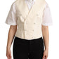 Dolce & Gabbana Beige Silk Blend Sleeveless Vest Luxury Waistcoat