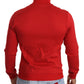Dolce & Gabbana Elegant Red Full Zip Sweater with DG Motor Club Motif