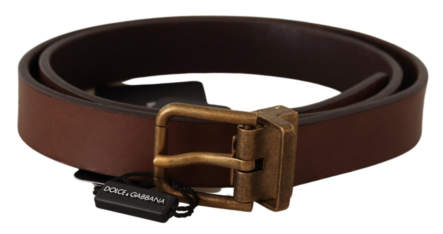 Dolce & Gabbana Brown Leather Rustic Buckle Cintura Belt