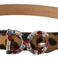 Dolce & Gabbana Brown Leopard Leather DG Crystals Buckle Belt