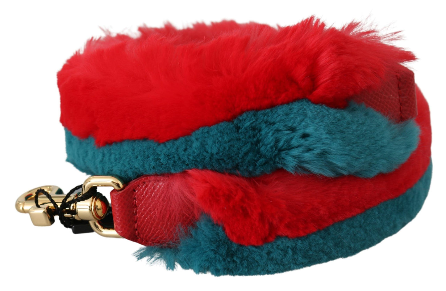 Dolce & Gabbana Red Blue Rabbit Fur Leather Shoulder Strap