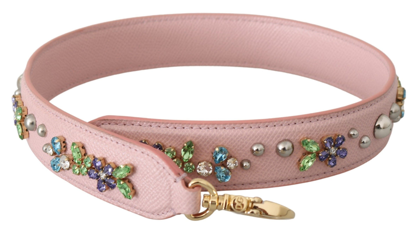 Dolce & Gabbana Pink Leather Crystal Stud Accessory Shoulder Strap