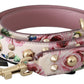 Dolce & Gabbana Pink Floral Leather Stud Accessory Shoulder Strap