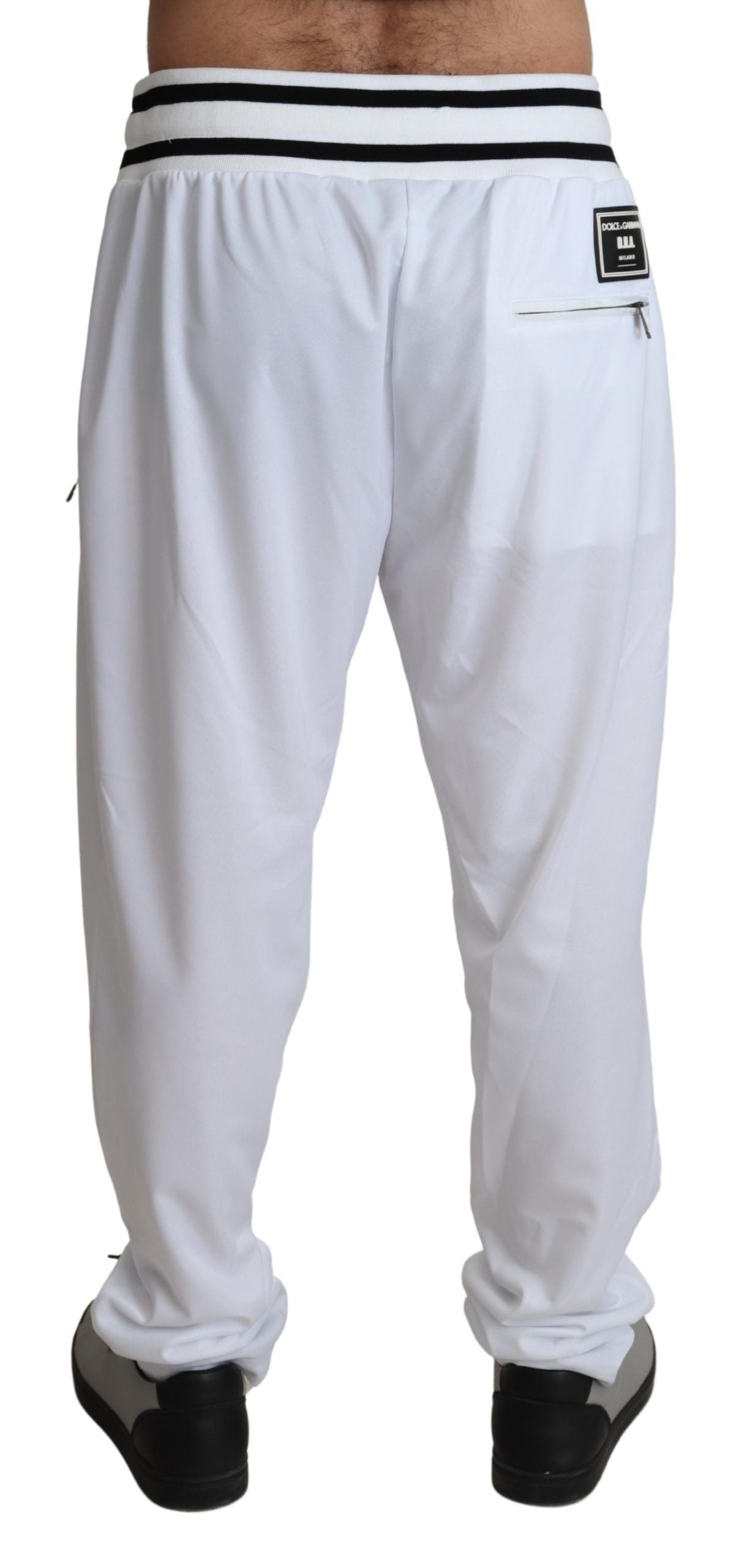 Dolce & Gabbana Elegant White Jogging Pants with Logo Patch