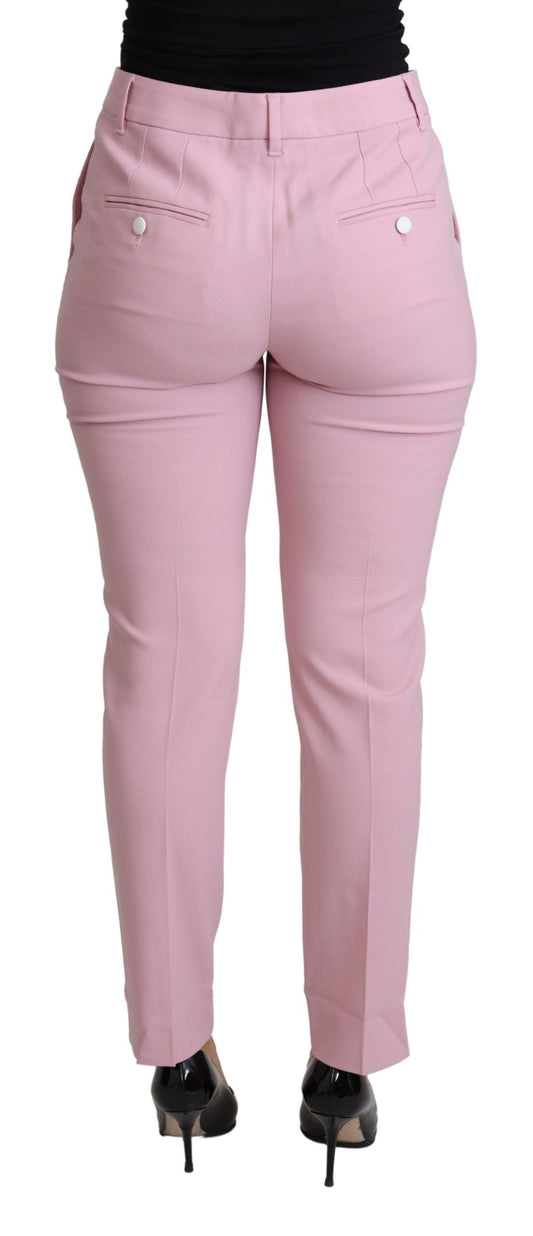 Dolce & Gabbana Elegant Pink High-Waisted Wool Trousers