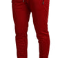Dolce & Gabbana Elegant Red Casual Sweatpants with Logo Plaque