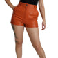 Dolce & Gabbana Chic Orange Leather High Waist Hot Pants
