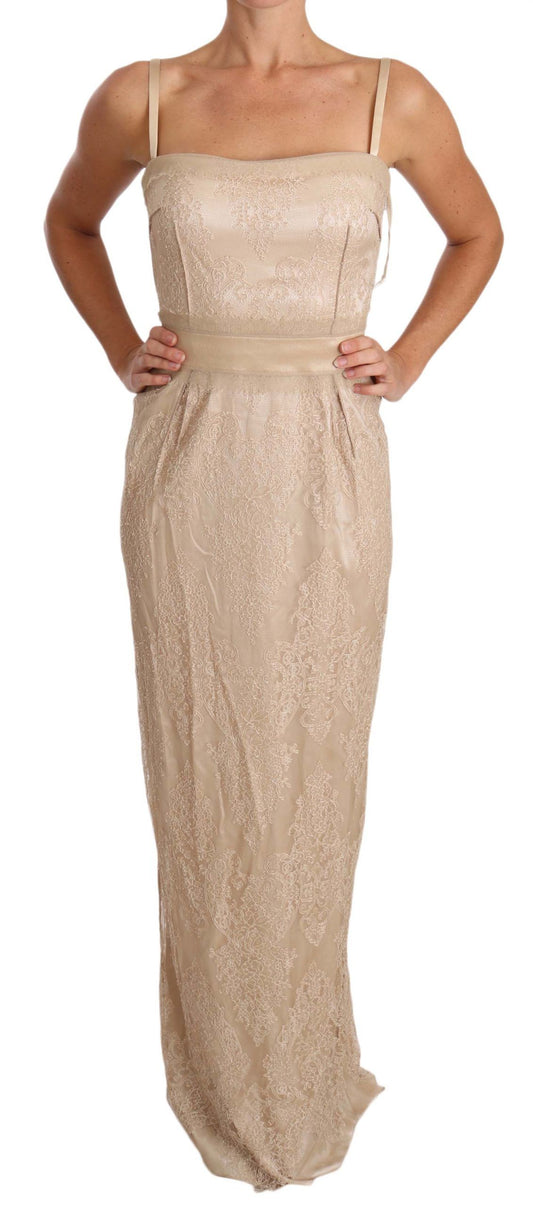 Dolce & Gabbana Elegant Beige Sheath Floor-Length Dress